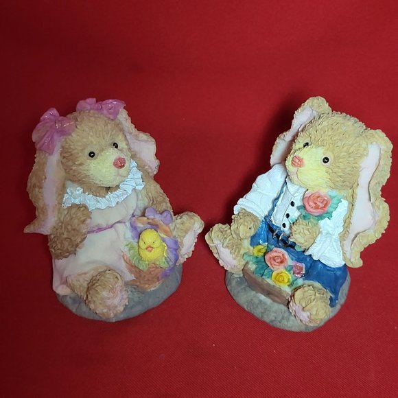 VTG Ks Collection Easter Bunny Rabbits Egg Chick Basket Roses - Picture 7 of 14